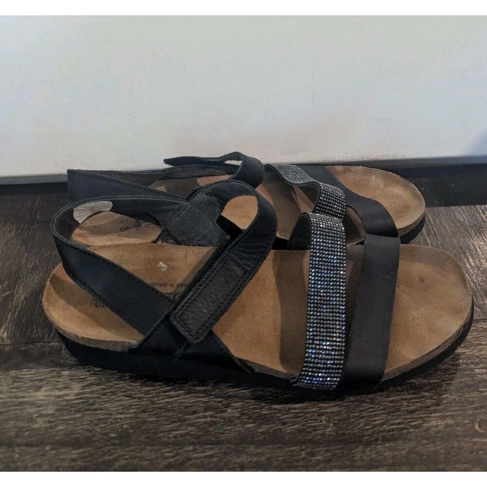 Naot Z4541 Krista Women's Black Strappy Wedge Sandal Sz 40 Us 9